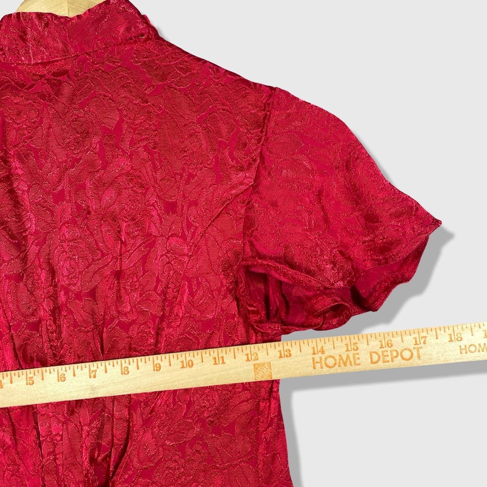 New Frontier Maxi Dress Women Size 3 Red Vintage Jacquard Coquette Goth Romantic - Picture 7 of 10